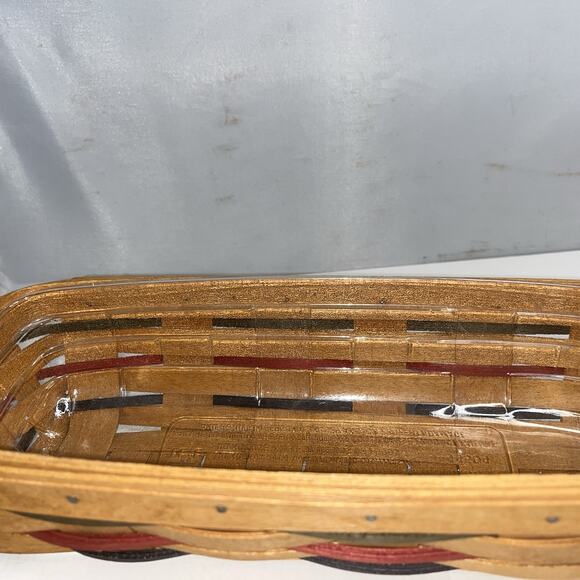 LONGABERGER BREAD BASKET w/Clear Plastic Protector & Rose Liner Signed 1994 - Picture 3 of 7